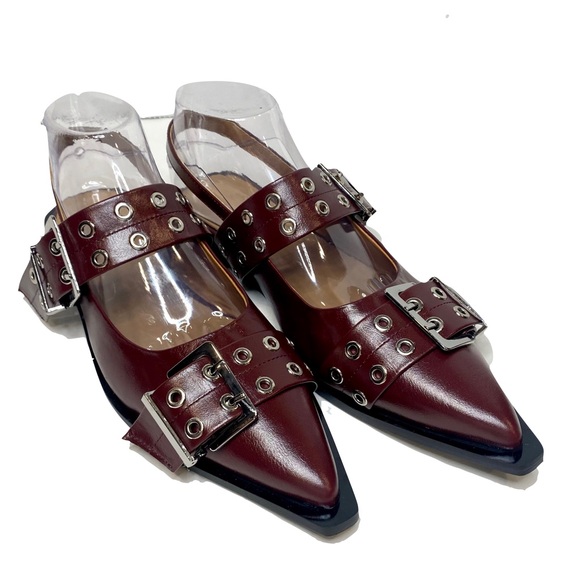 KaroNairy Buckle Ballet Flats, Pointy Toe Slingback, Square Toe Size 10 - Picture 5 of 11